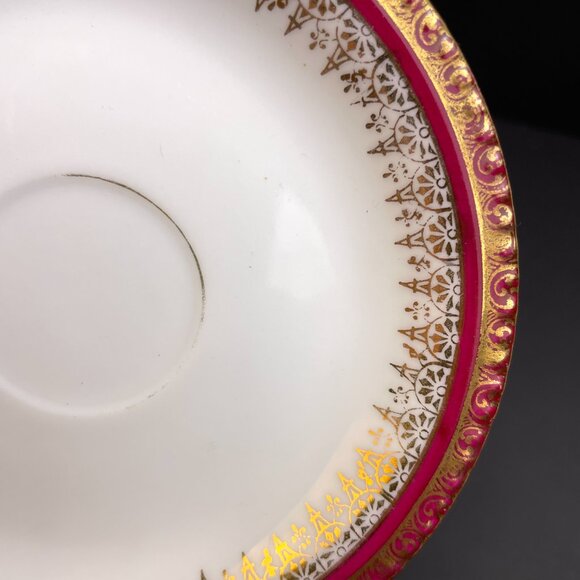 Vintage Demitasse Coffee Cup and Saucer Red & Gold Pattern German Porcelain - Picture 4 of 12